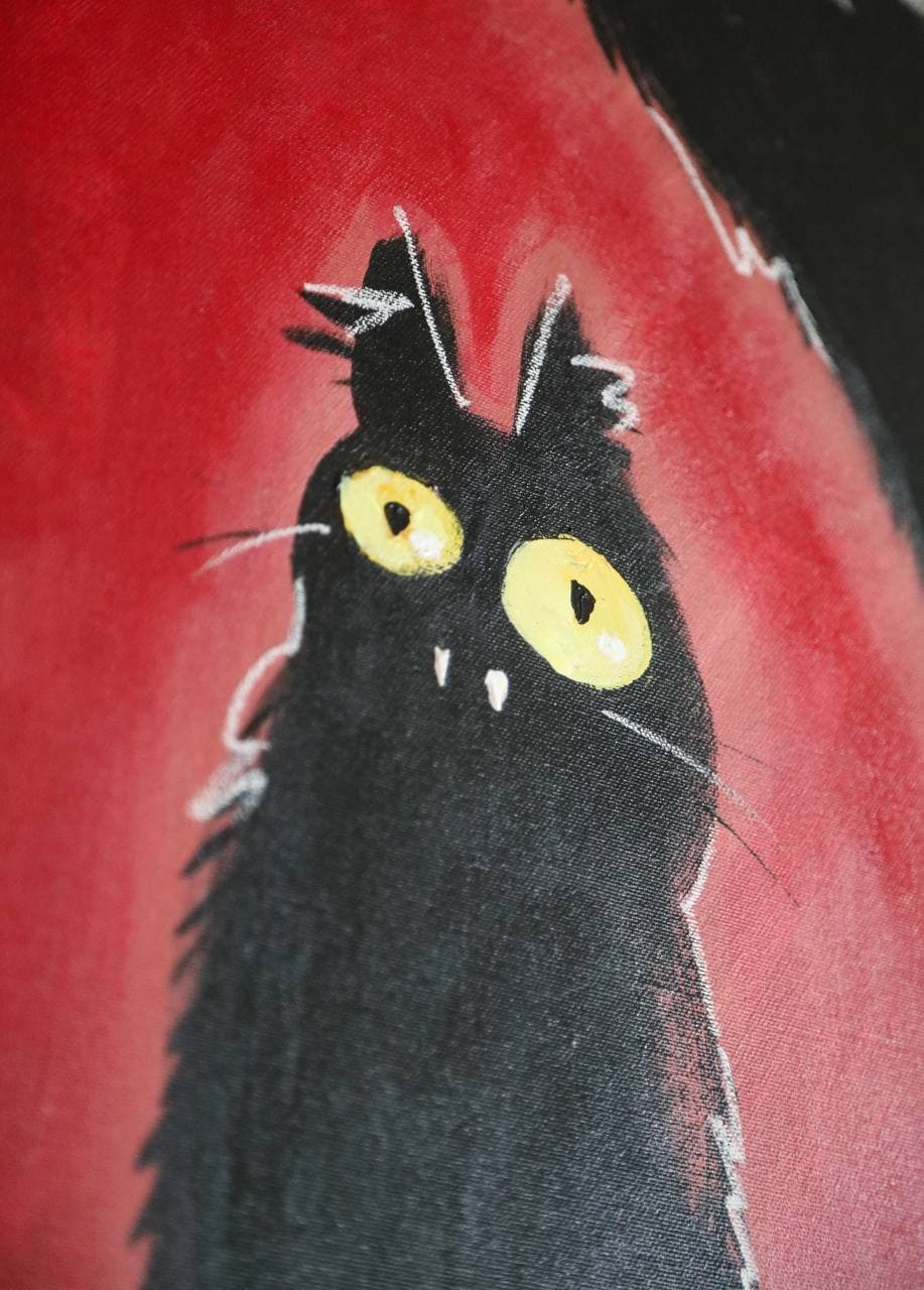 Detail of Katten op Rood showing one of the cats